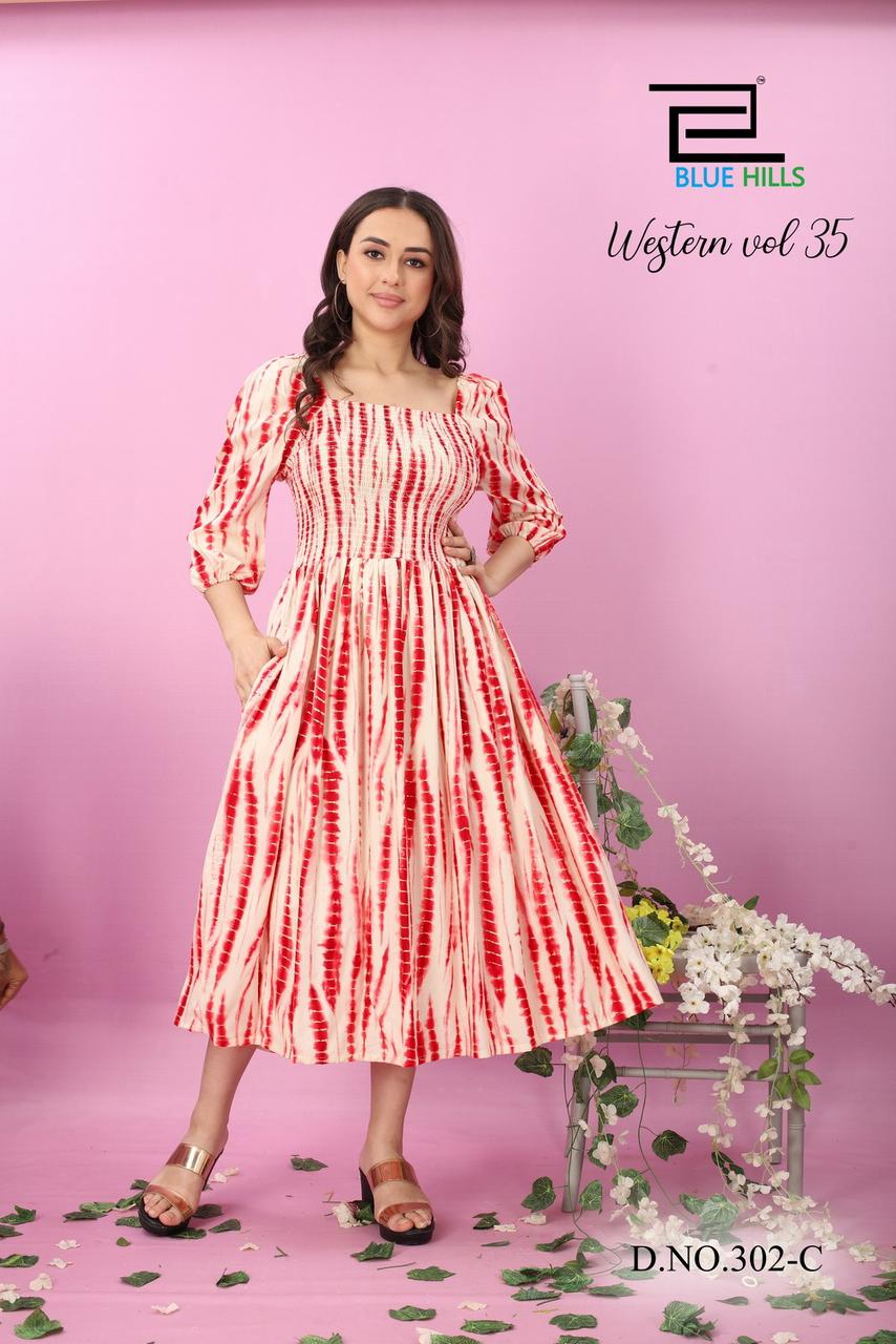 Blue Hills Western Vol 35 Printed Party Wear Kurtis
